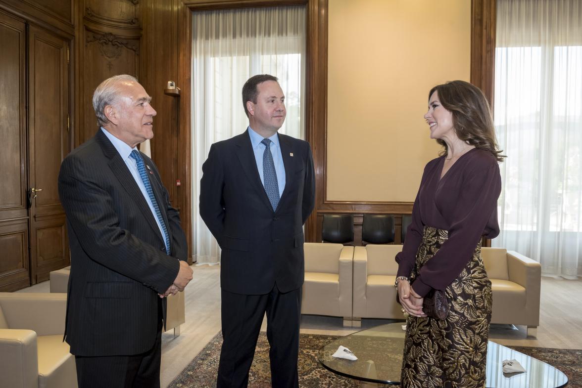 Trade, Tourism and Investment Minister, Steven Ciobo meeting with Her Royal Highness Crown Princess of Denmark, Mary and Secretary-General of the OECD, Angel Gurria in the margins of the Ministerial Council Meeting at the OECD, 6 June 2017.