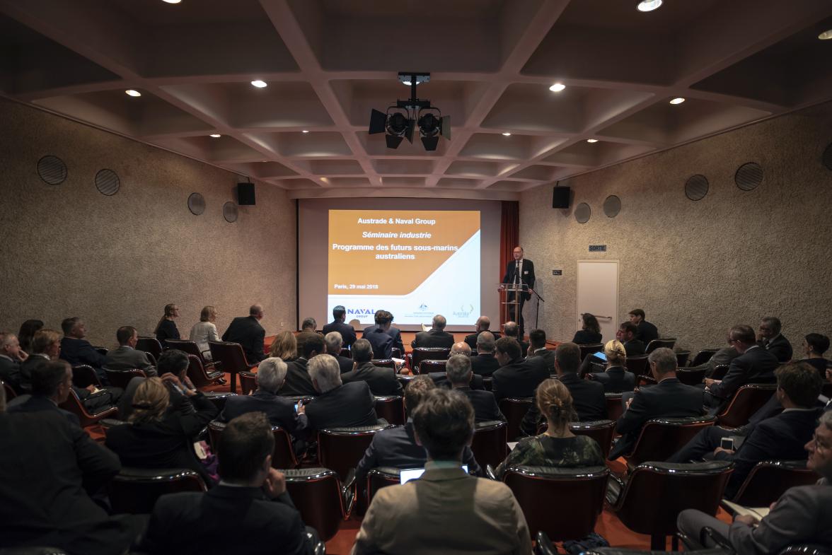 The Hon Steven Ciobo MP speaking at the Austrade Naval Group event at the Australian Embassy in Paris on 29 May, 2018.