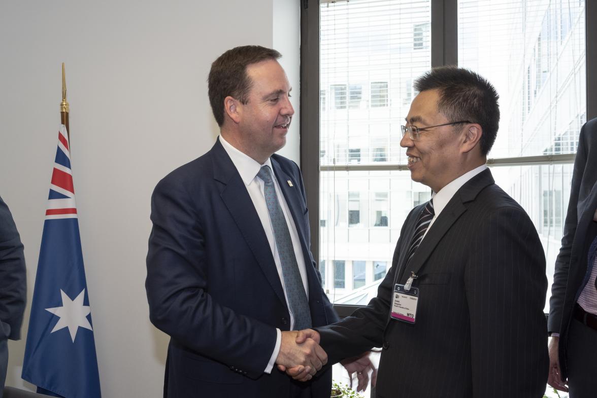 The Hon Steven Ciobo MP meeting with China’s Ambassador to the WTO, Zhang Xiangchen at the OECD in Paris on 31st May, 2018.