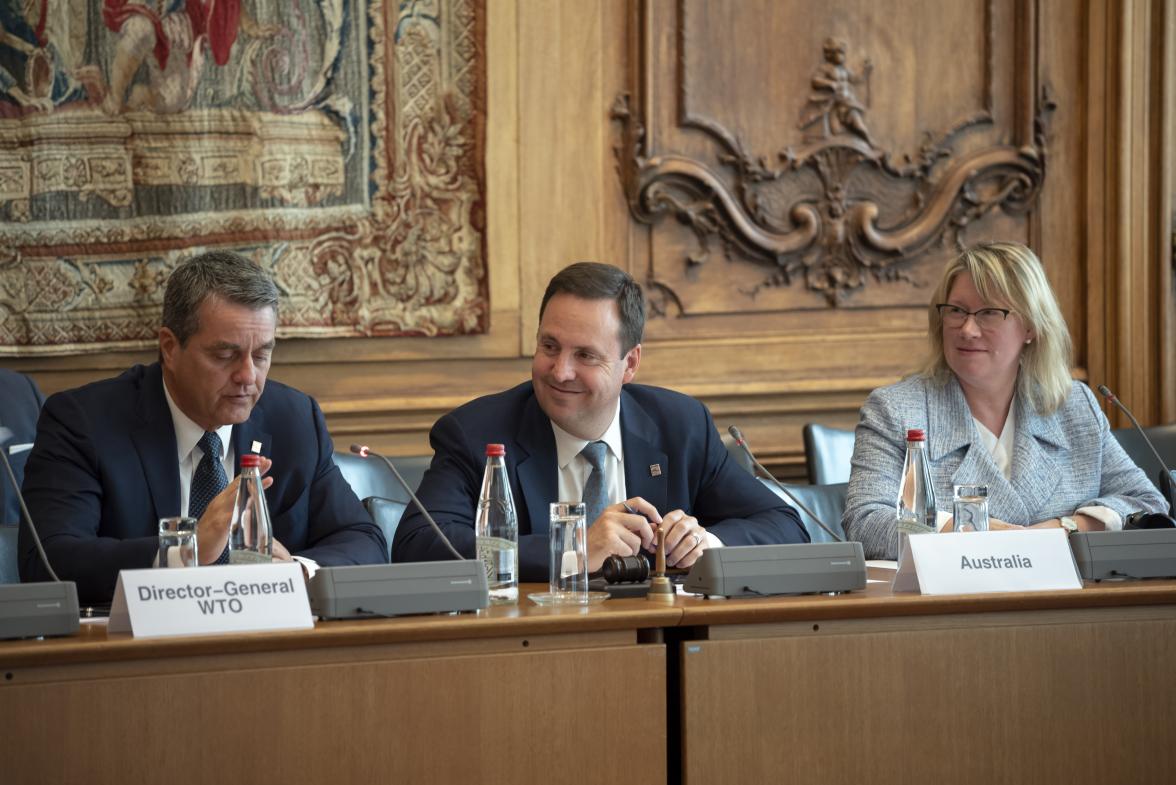 The Hon Steven Ciobo MP chairing the WTO informal meeting at the OECD in Paris on 31st May, 2018.