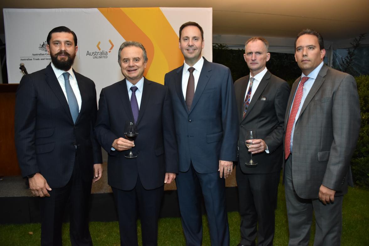 Vice Minister for Agriculture Narvaez Narvaez, Minister for Energy Pedro Joaquin Coldwell, Minister Ciobo, Australian Ambassador David Engel and CEO of ASERCA (Grain Commercialization Agency) Alejandro Vazquez