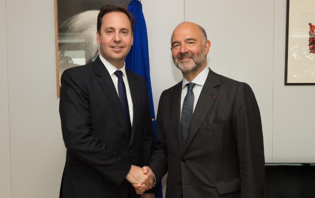 Trade, Tourism and Investment Minister, Steven Ciobo meeting with European Commissioner for Economic and Financial Affairs, Taxation and Customs, Pierre Moscovici. Photo credit: © European Union, 2016