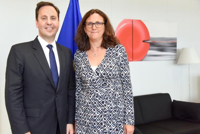 Trade, Tourism and Investment Minister, Steven Ciobo meeting with European Commissioner for Trade, Cecilia Malmström. Photo credit: © European Union, 2016