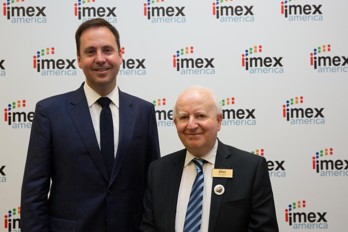 Trade, Tourism and Investment Minister Steven Ciobo meets with Ray Bloom, Chairman of Regent Exhibitions, at IMEX America 2017, Las Vegas, Wednesday 11 October 2017