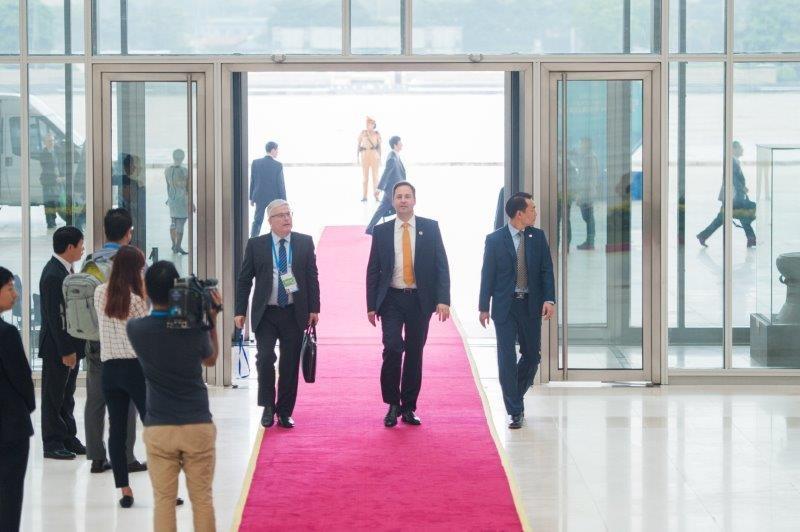 Minister for Trade, Tourism and Investment, the Hon Steven Ciobo MP arriving at the National Convention Centre, Hanoi, for the 3rd Inter-Sessional Regional Comprehensive Economic Partnership (RCEP) Ministerial Meeting, May 2017. Photo credit: DFAT/Hieu N