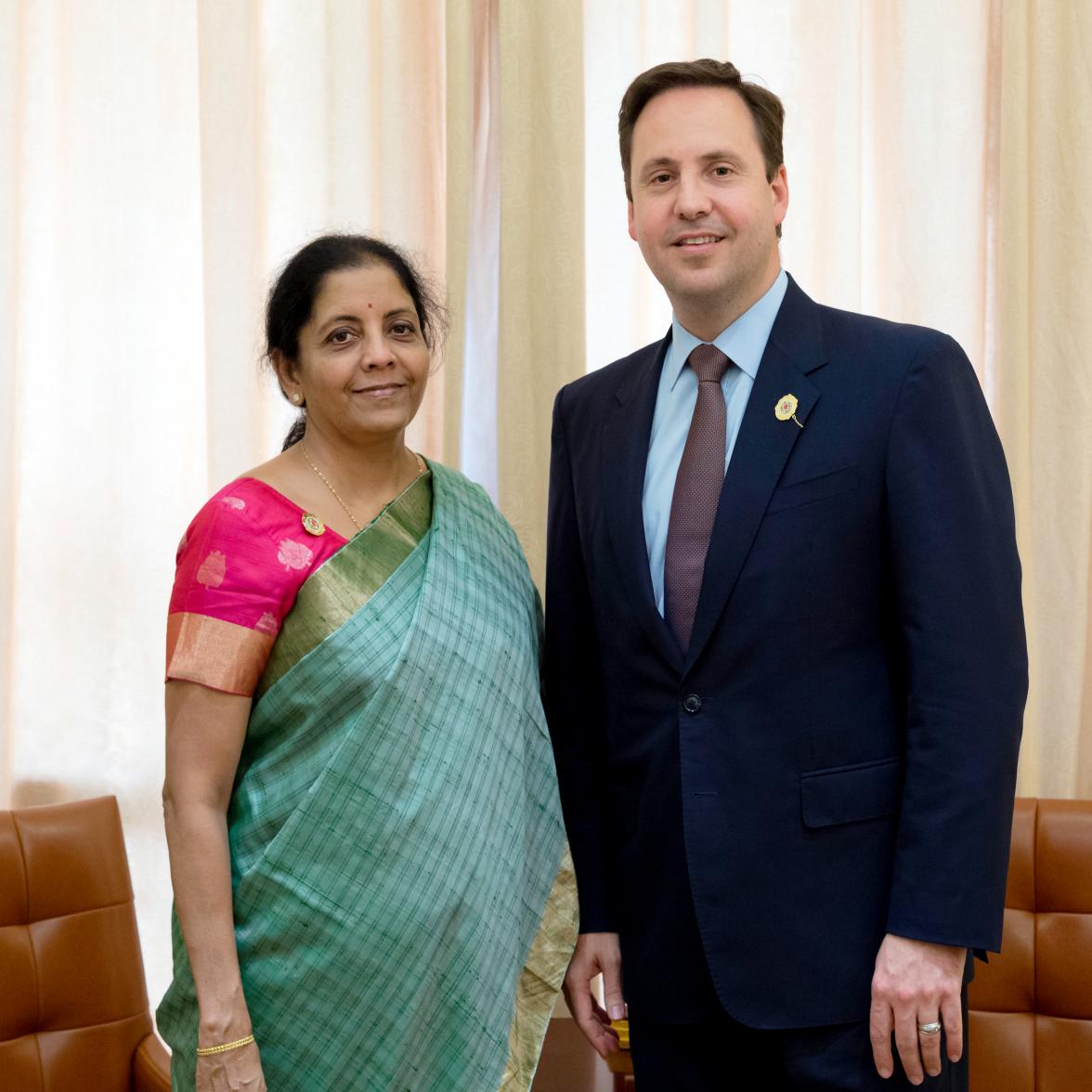 Minister for Trade, Tourism and Investment Steven Ciobo meets HE Nirmala Sitharaman, India’s Minister of State for Commerce and Industry, in Vientiane, Laos. 5 August 2016. Photo credit: DFAT/Bart Verweij