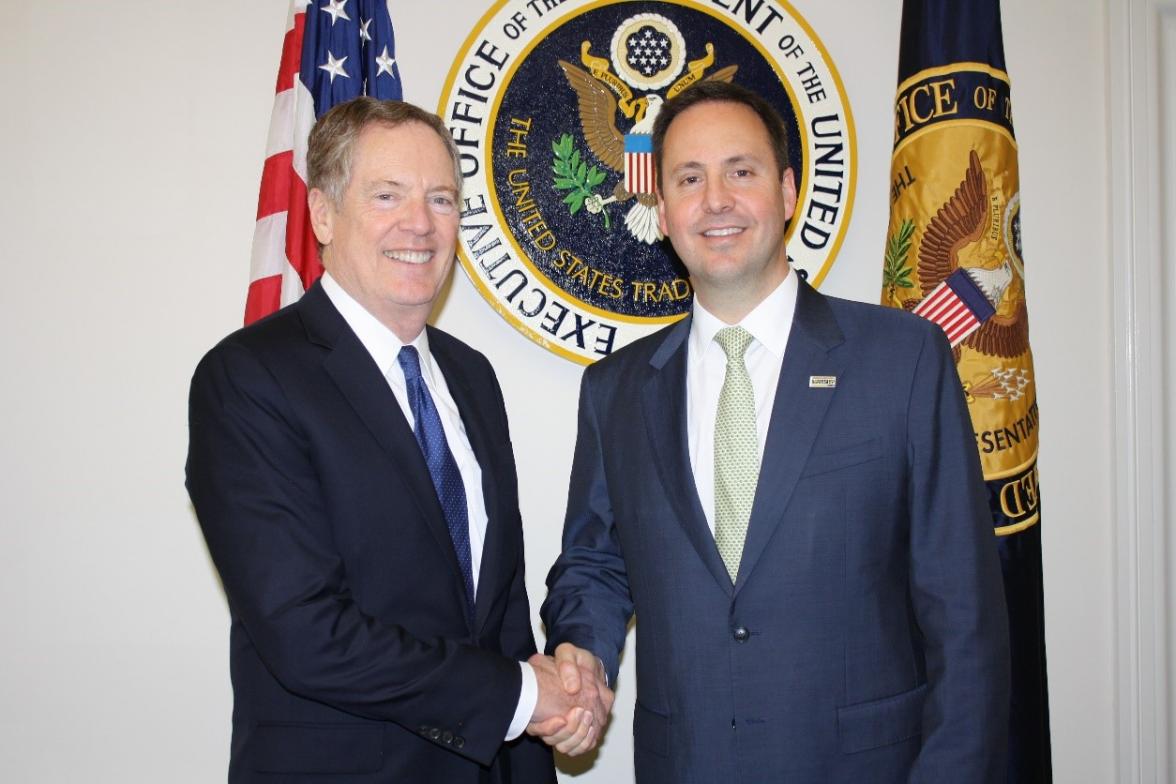 Australian Trade, Tourism and Investment Minister Steven Ciobo and United States Trade Representative Robert Lighthizer in Washington DC on 5 October 2017