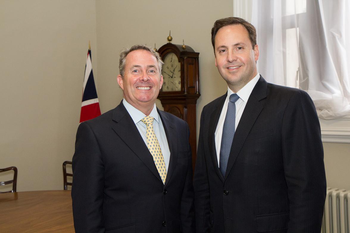 Minister for Trade, Tourism and Investment, Steven Ciobo, meets with Secretary of State for International Trade and President of the Board of Trade, The Rt Hon Liam Fox MP.