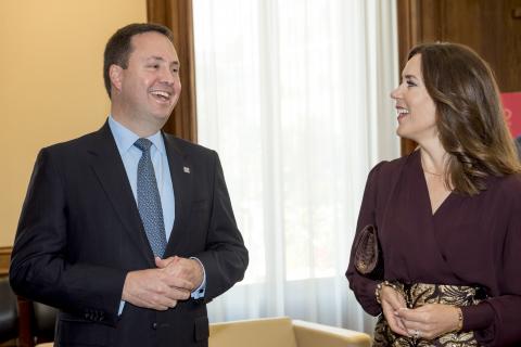 Trade, Tourism and Investment Minister, Steven Ciobo meeting with Her Royal Highness Crown Princess of Denmark, Mary in the margins of the Ministerial Council Meeting at the OECD, 6 June 2017.