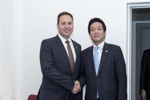 Trade, Tourism and Investment Minister, Steven Ciobo meeting with Japanese State Minister for Foreign Affairs, Kentaro Sonoura in the margins of the Ministerial Council Meeting at the OECD, 7 June 2017.