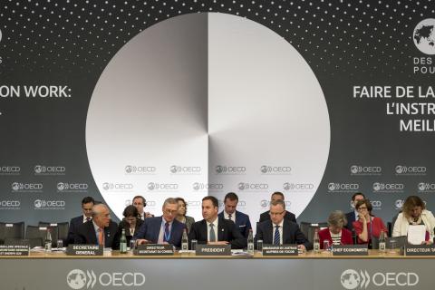 Trade, Tourism and Investment Minister, Steven Ciobo with (from left to right) Angel Gurria, Secretary-General of the OECD; Patrick van Haute, Director of the Council and Executive Committee Secretariat OECD; Brian Pontifex, Ambassador and Permanent Repre