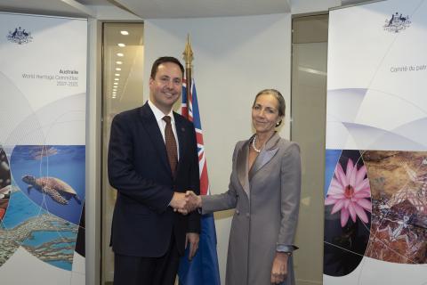 The Hon Steven Ciobo MP meeting with UK Minister of State for Trade and Export Promotion, Baroness Fairhead at the OECD in Paris on 30th May, 2018.