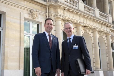 The Hon Steven Ciobo MP and Ambassador Brian Pontifex at the OECD in Paris on 30th May 2018.