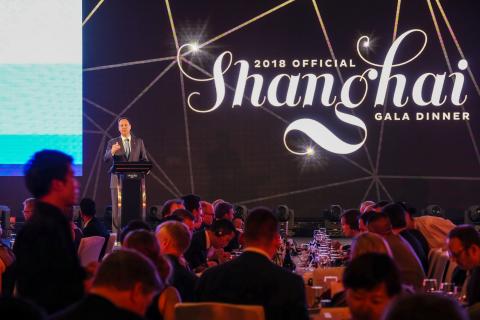 Federal Minister for Trade, Tourism & Investment Steven Ciobo speaking at the 2018 Shanghai AFL Gala Dinner 