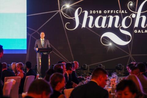 Federal Minister for Trade, Tourism & Investment Steven Ciobo speaking at the 2018 Shanghai AFL Gala Dinner 