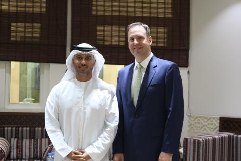 Trade, Tourism and Investment Minister Steven Ciobo and the UAE Minister of State for Higher Education HE Dr Ahmed Belhoul Al Falasi meet to discuss bilateral education cooperation.