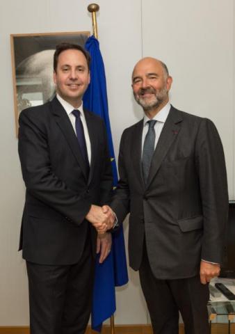 Trade, Tourism and Investment Minister, Steven Ciobo meeting with European Commissioner for Economic and Financial Affairs, Taxation and Customs, Pierre Moscovici. Photo credit: © European Union, 2016