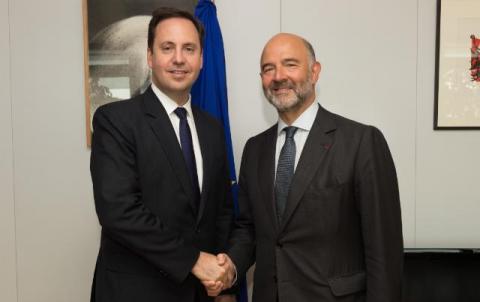 Trade, Tourism and Investment Minister, Steven Ciobo meeting with European Commissioner for Economic and Financial Affairs, Taxation and Customs, Pierre Moscovici. Photo credit: © European Union, 2016