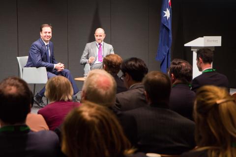 The Hon. Steven Ciobo MP takes questions from the audience following his speech - The case for free trade in uncertain times - at Bloomberg in London. With moderator Constantin Cotzias, Bloomberg