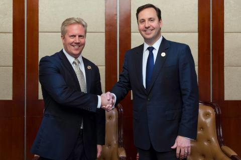 Minister for Trade, Tourism and Investment Steven Ciobo holds Trans-Tasman trade talks with New Zealand Minister of Trade Todd McClay in Vientiane to support economic growth in our region. 4 August 2016. Photo credit: DFAT/Bart Verweij