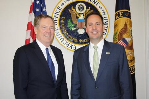 Australian Trade, Tourism and Investment Minister Steven Ciobo and United States Trade Representative Robert Lighthizer in Washington DC on 5 October 2017