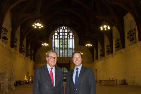 Minister for Trade, Tourism and Investment, Steven Ciobo, with Australian High Commissioner to the United Kingdom, Alexander Downer in Westminster Hall ahead of meetings with UK Ministers.