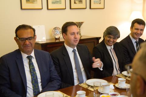 Minister for Trade, Tourism and Investment, Steven Ciobo, hosts a roundtable with Australian business leaders in the UK.