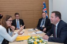 The Hon Steven Ciobo MP, Minister For Trade, Tourism and Investment discussing opportunities for Australian companies in the Saudi mining sector with HE Eng. Khalid Al Mudaifer, CEO of Ma'aden, on 26 April 2017.